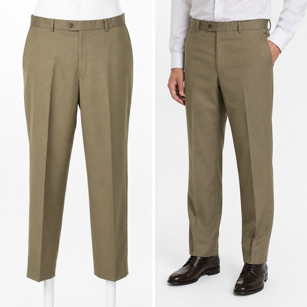 Coppley 1883 Mens 42R Loro Piana Super 130s Wool Khaki Dress Pants 42x30
